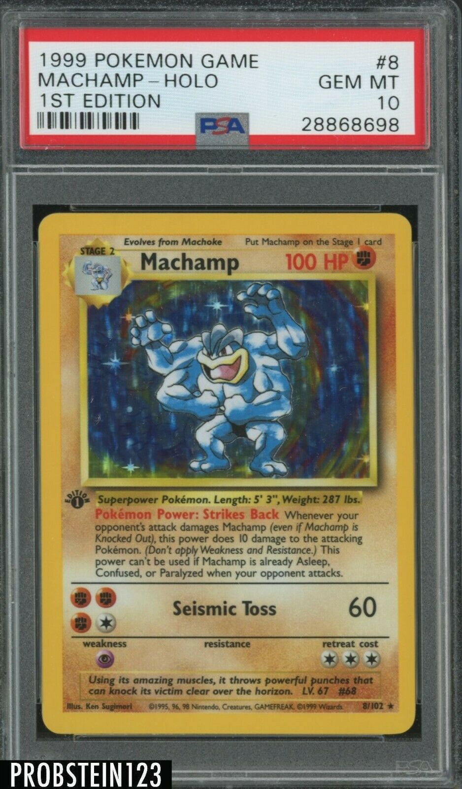 1999 Pokemon Game 1st Edition 8 Machamp  Holo PSA 10 GEM MINT 