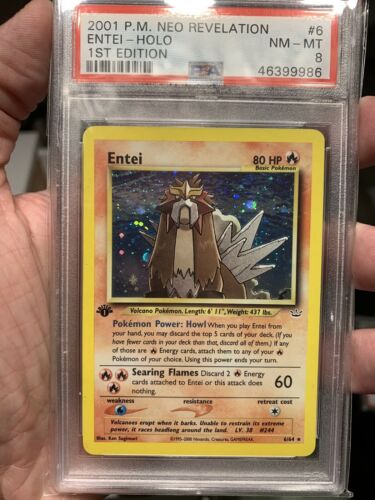 Entei  1st Edition  PSA 8  Neo Revelation  Holo  Recent Cert  Pokemon 