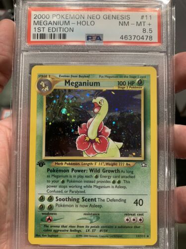 Meganium 11  1st Edition  PSA 85  Pop 9  Neo Genesis  Holo  Pokemon 