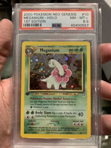 Meganium 10  1st Edition  PSA 85  Pop 10  Neo Genesis  Holo  Pokemon 