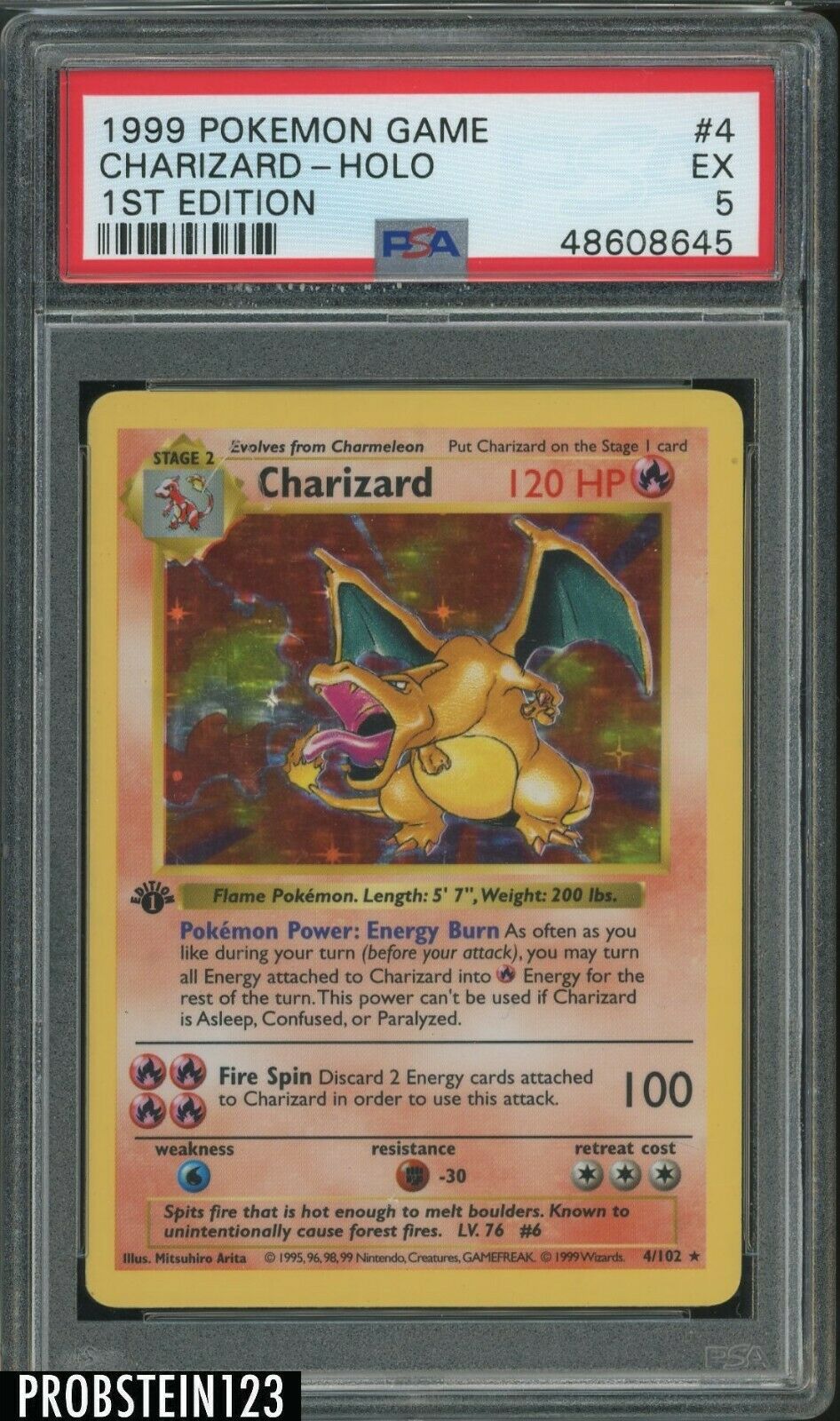 1999 Pokemon Game 1st Edition 4 Charizard  Holo PSA 5 EX