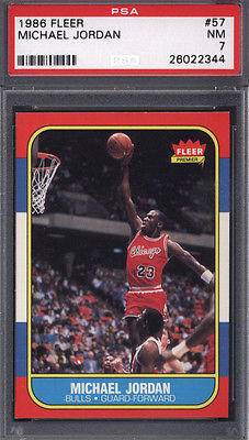 1986 Fleer 57 Michael Jordan Rookie HOF Bulls PSA 7 616001