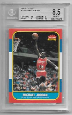 BGS 85 MICHAEL JORDAN 19861987 FLEER 57 ROOKIE RC CHICAGO BULLS 858585