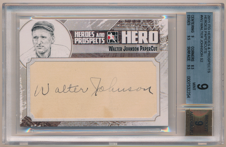 Walter Johnson 2011 In the Game Heroes  Prospects Cut Auto BGS 9 Auto 9