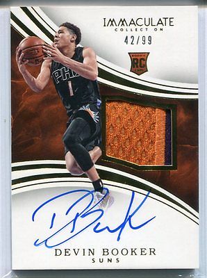 201516 PANINI IMMACULATE RC 121 DEVIN BOOKER AUTO PATCH 4299 2COL ON CARD