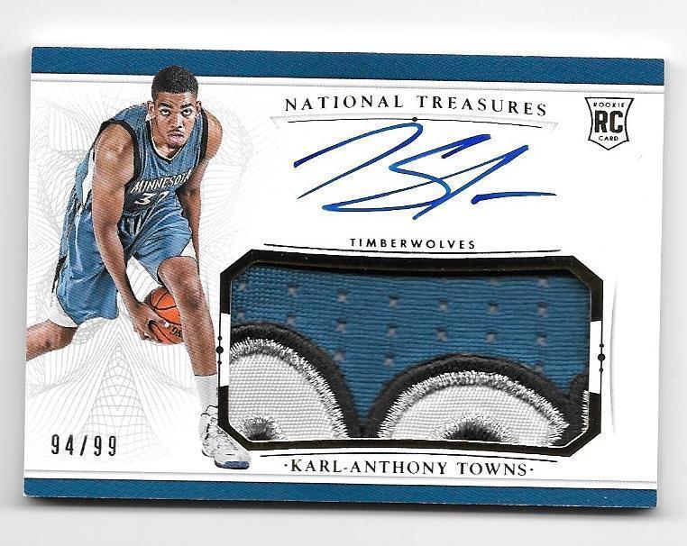 9499 KARL ANTHONY TOWNS 20152016 TREASURES AUTOGRAPH PATCH ROOKIE RC RPA 4CL