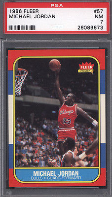1986 Fleer 57 Michael Jordan Rookie HOF Bulls PSA 7 Well Centered 620280