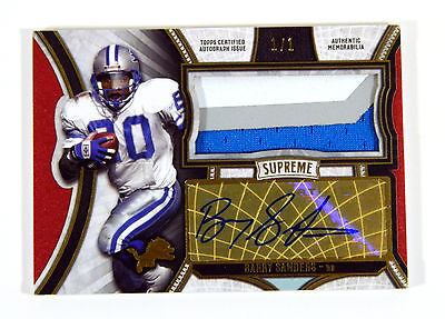 2015 Topps Supreme Autographed Jumbo Patches Red Barry Sanders 11 3 Color Auto