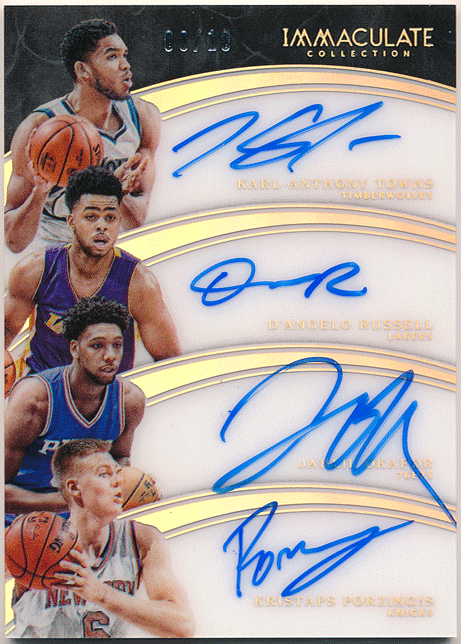 KarlAnthony Towns  Porzingis  DAngelo 1516 Immaculate Acetate Auto 0810