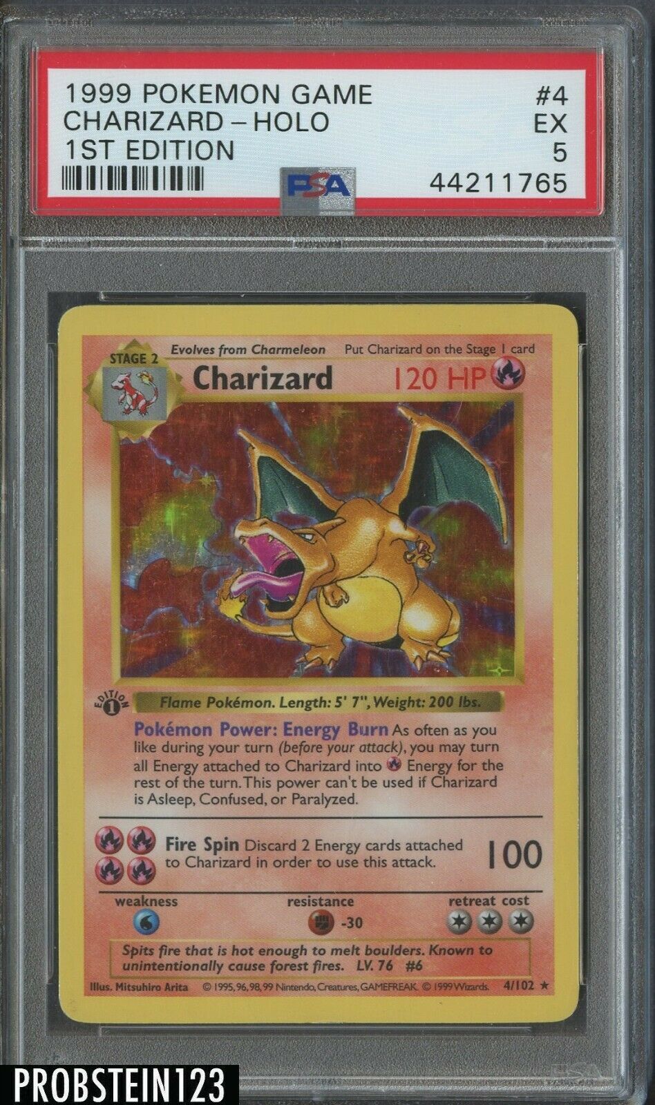 1999 Pokemon Game 1st Edition 4 Holo Charizard PSA 5 EX  HOT CARD 