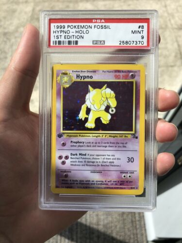 24 H AUCTION 1st Edition PSA 9 Holo Hypno 1999 Pokemon Fossil Mint