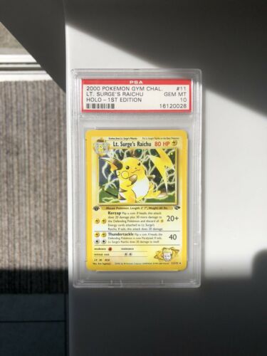  Pokemon 1st Edition PSA 10 holo Lt Surge Raichu Surges Gym Challenge 11132