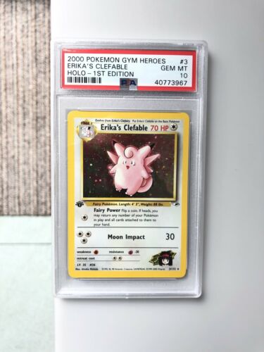 Erikas Clefable 1st Edition PSA 10 Gym Heroes Gem Mint Holo Pokemon Card Rare