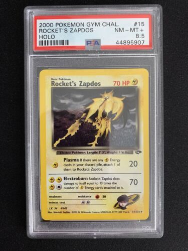 2000 Pokemon Gym Challenge Rockets Zapdos Holo 15132 PSA 85 