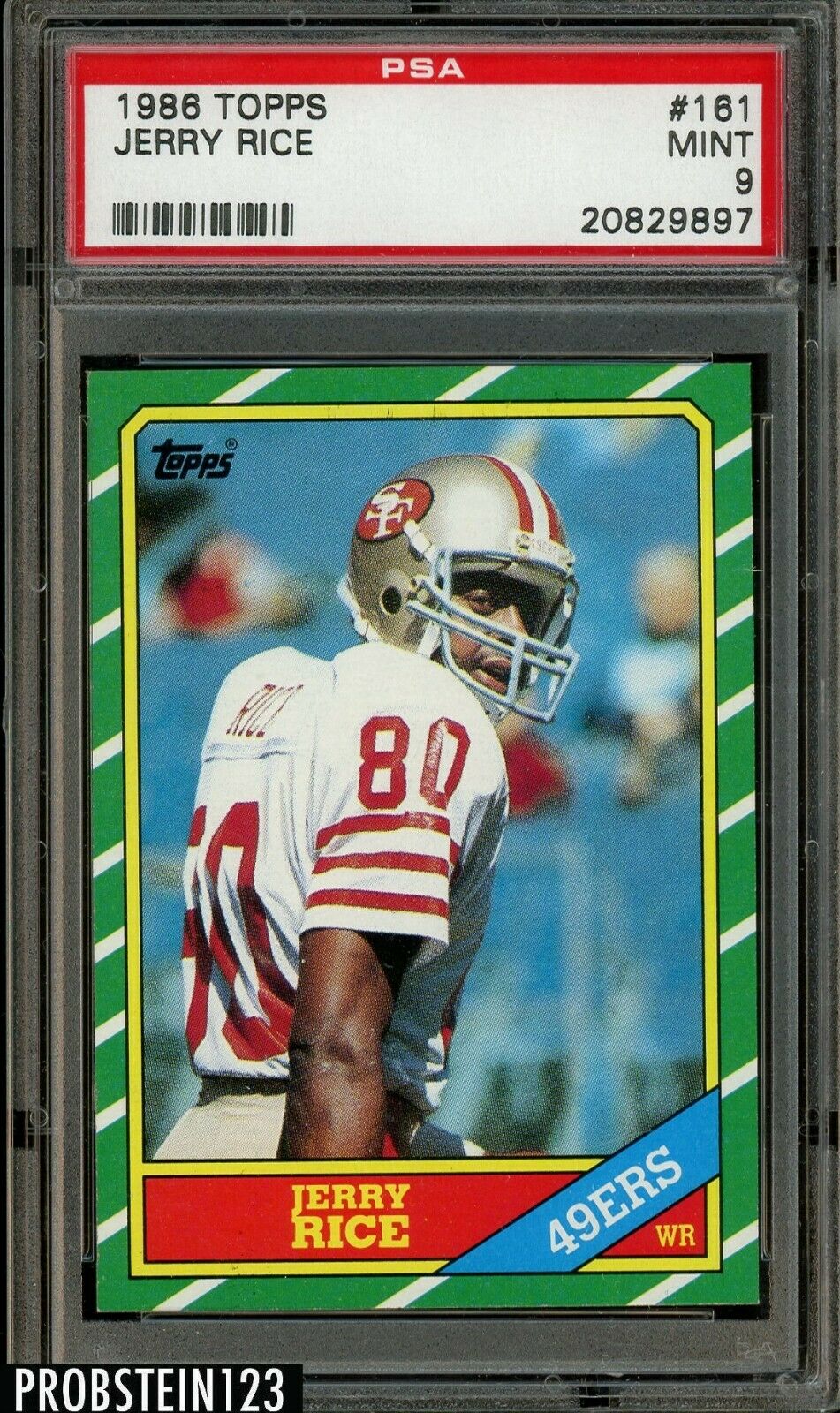 1986 Topps Football 161 Jerry Rice RC Rookie HOF PSA 9 MINT  High End 