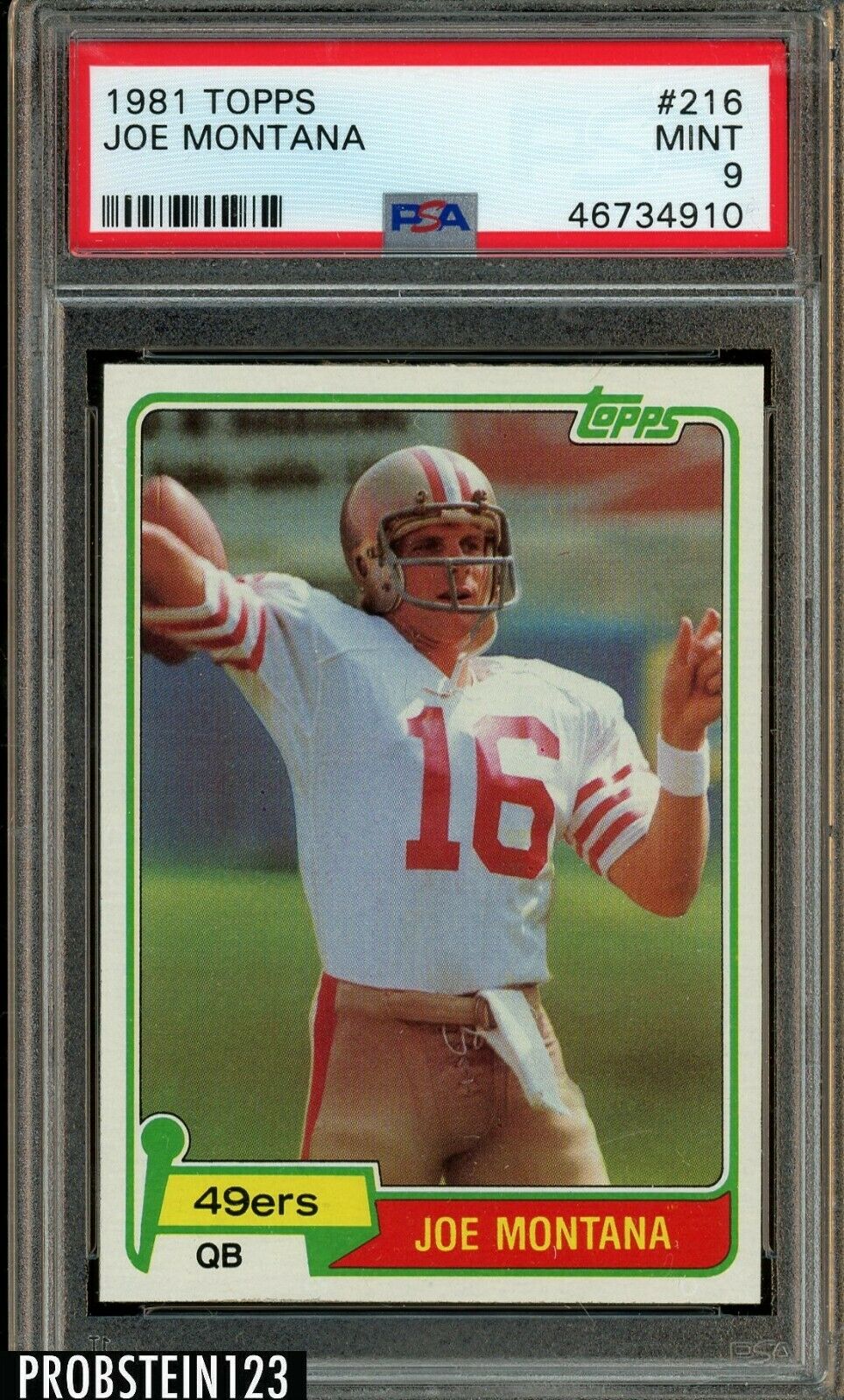 1981 Topps Football 216 Joe Montana RC Rookie HOF PSA 9 MINT  High End 