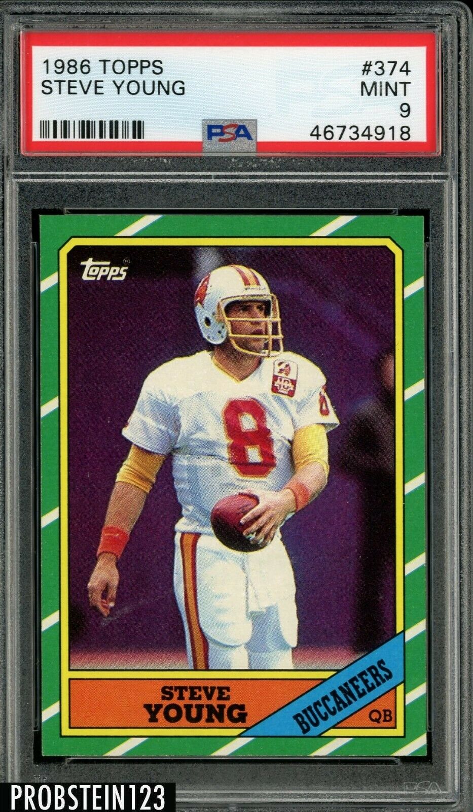 1986 Topps Football 374 Steve Young Buccaneers RC Rookie HOF PSA 9 RAZOR SHARP