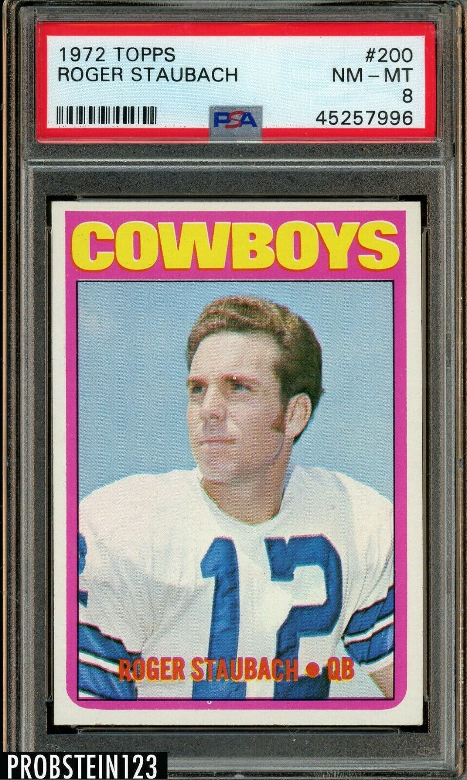 1972 Topps Football 200 Roger Staubach RC Rookie HOF PSA 8 NMMT  High End 