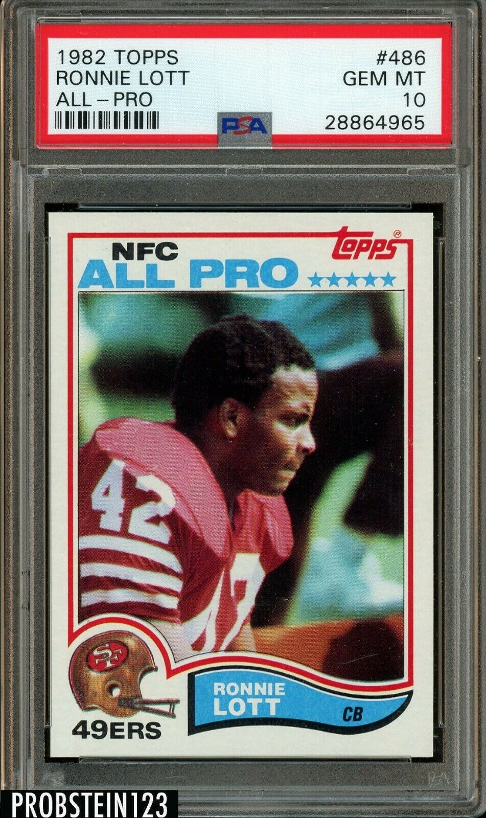 1982 Topps Football AllPro 486 Ronnie Lott RC Rookie HOF PSA 10 GEM MINT