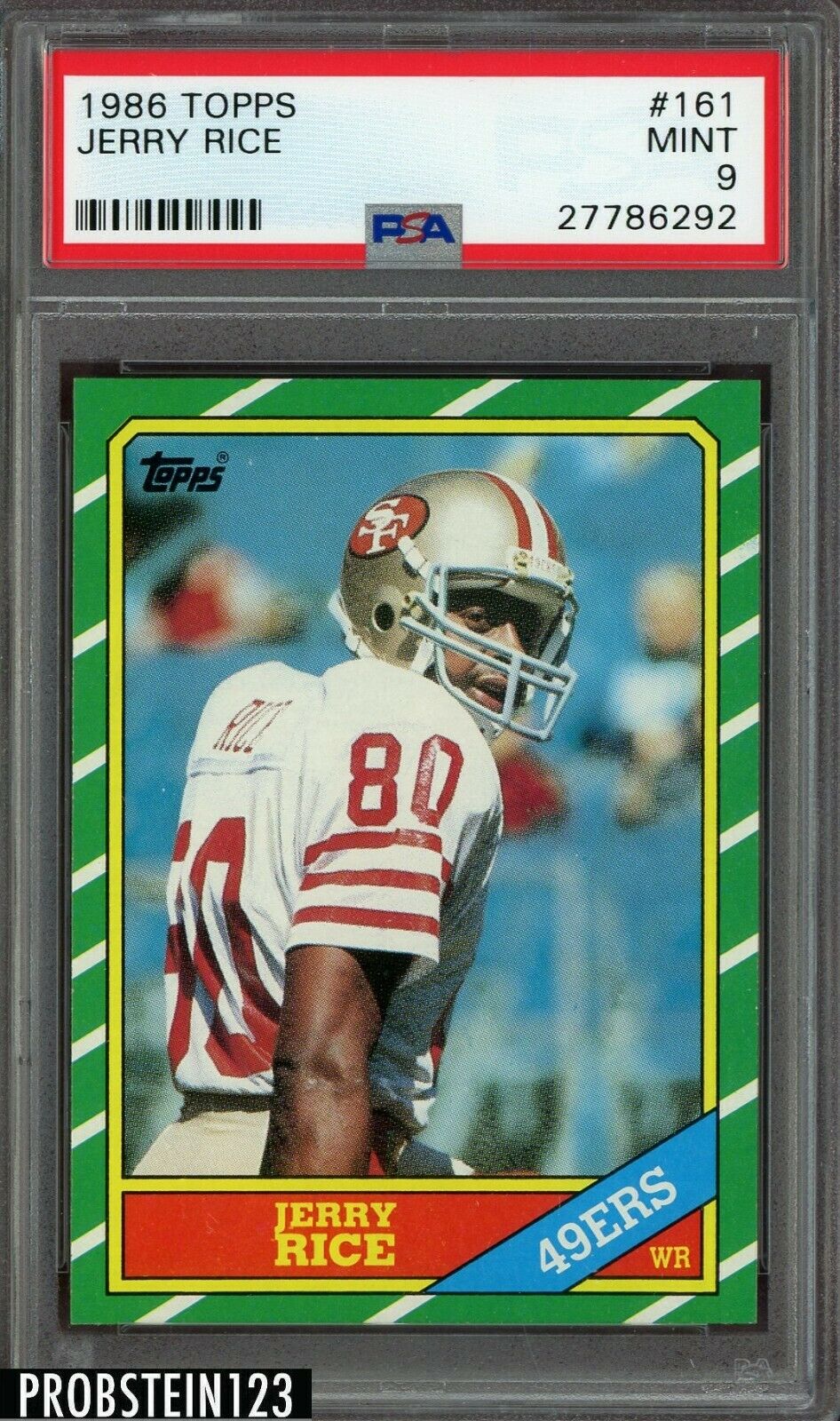 1986 Topps Football 161 Jerry Rice 49ers RC Rookie HOF PSA 9 MINT  HIGH END 