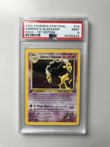 SWIRL Sabrinas Alakazam 1st edition PSA 9 Holo Gym Challenge 16132 Pokemon