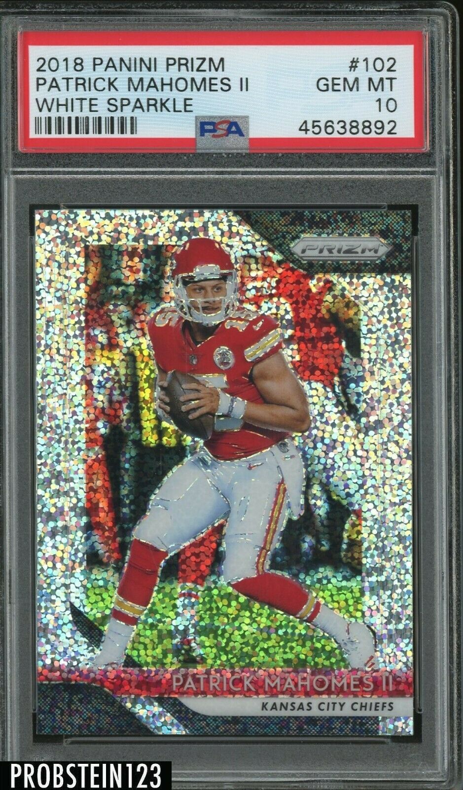 2018 Prizm Football Patrick Mahomes CHIEFS White Sparkle 102 PSA 10 Gem Mint