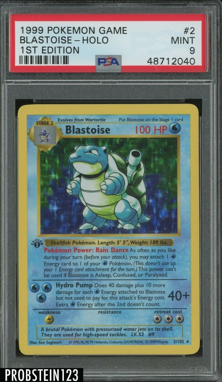 1999 Pokemon Game 1st Edition 2 Blastoise  Holo PSA 9 MINT  LOOKS GEM 