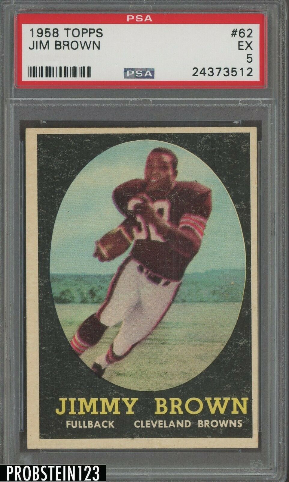 1958 Topps Football 62 Jim Brown Cleveland Browns RC Rookie HOF PSA 5 EX