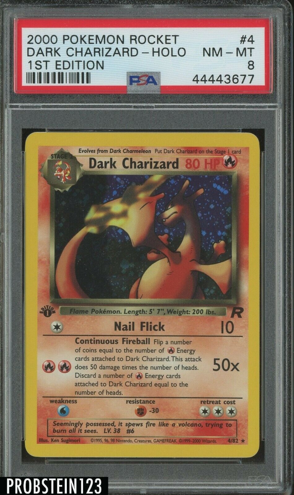 2000 Pokemon Rocket 1st Edition 4 Dark Charizard  Holo PSA 8 NMMT