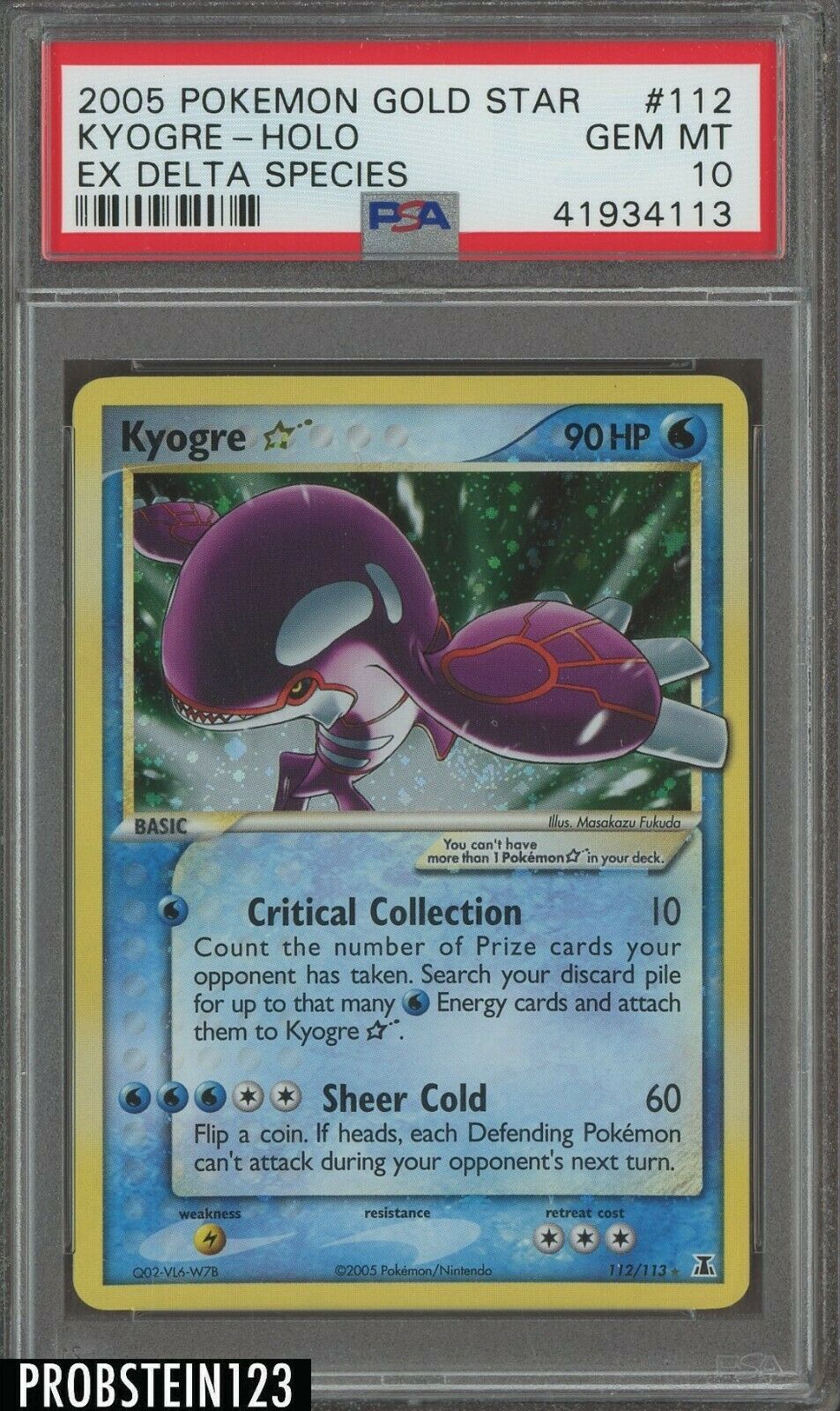 2005 Pokemon Gold Star EX Delta Species 112 Kyogre  Holo PSA 10 GEM MINT