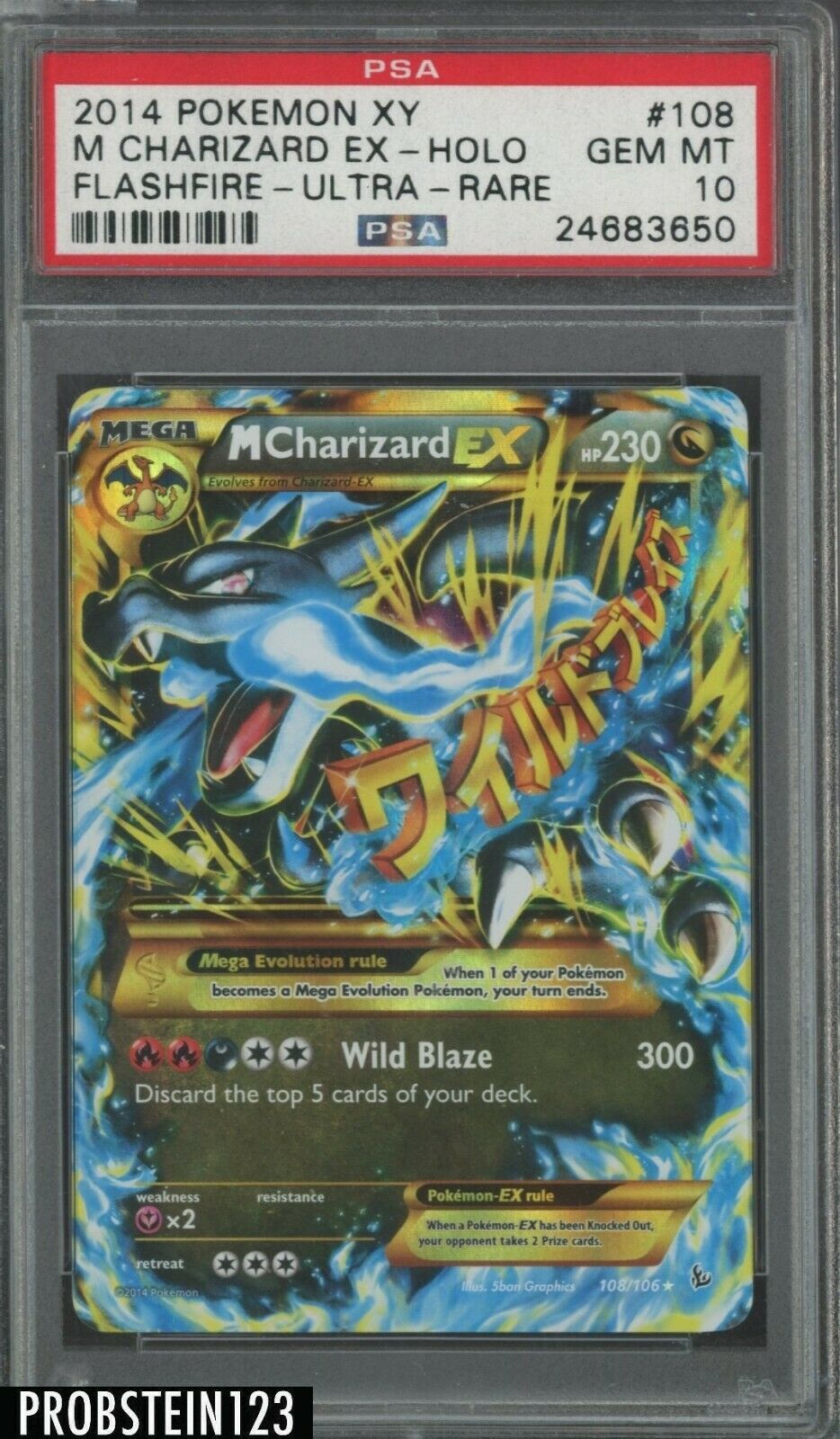 2014 Pokemon Flashfire Ultra Rare 108 M Charizard Ex Holo PSA 10 GEM MINT 