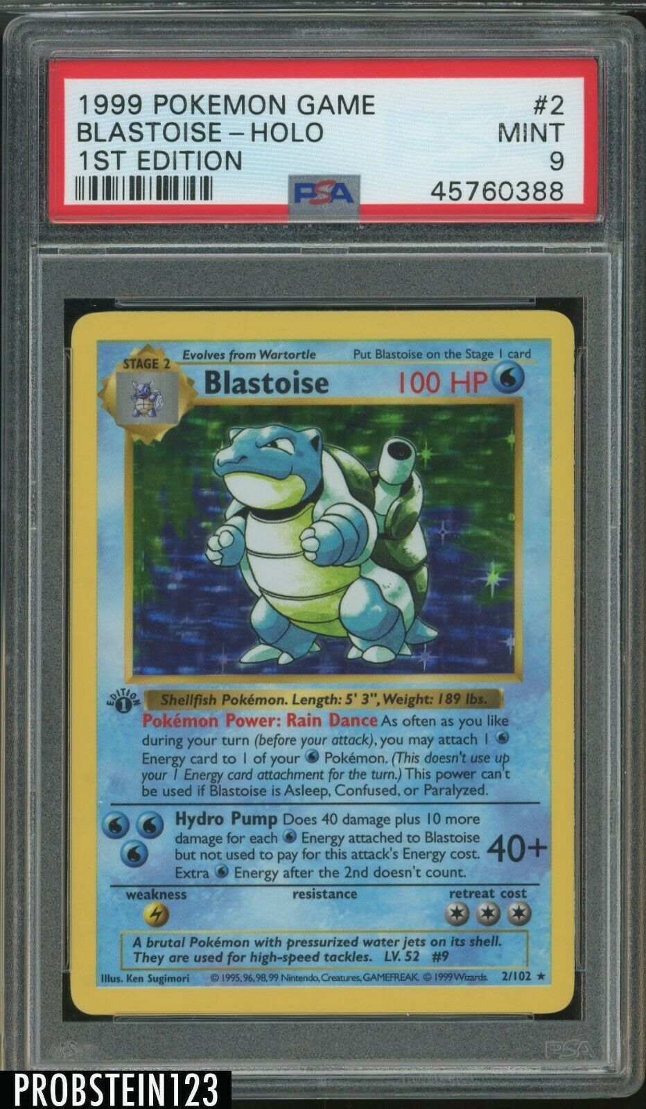 1999 Pokemon Game 1st Edition 2 Blastoise  Holo PSA 9 MINT