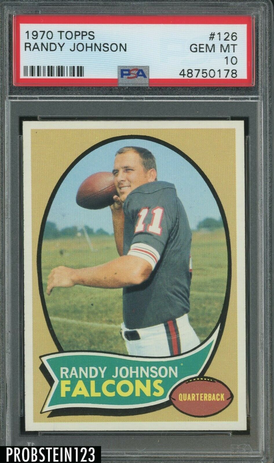 1970 Topps Football 126 Randy Johnson Falcons PSA 10 GEM MINT