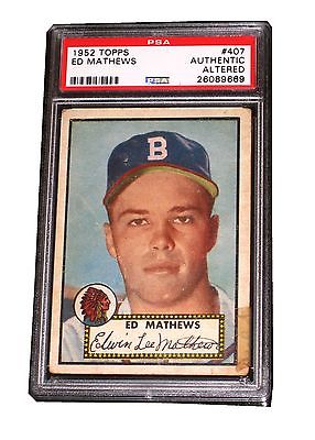 MLB ED MATHEWS 1952 TOPPS 407 ROOKIE RC CARD BRAVES VERY RARE MUST LOOK PSA DNA