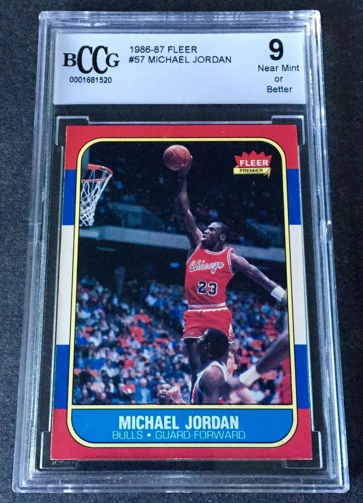 MICHAEL JORDAN 8687 1986 Fleer 57 RC ROOKIE CARD BCCG 9 NM CENTERED  SHARP 