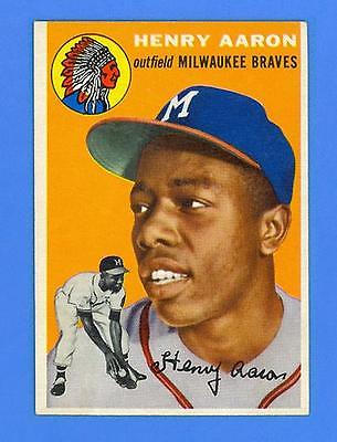 HANK AARON 1954 TOPPS 128  RC  MILWAUKEE BRAVES  BREATHTAKING SHARP