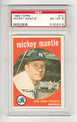 1959 Topps Baseball 10 Mickey Mantle NY Yankees PSA EXMT 6