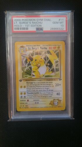 Pokemon Lt Surges Raichu 1st Edition Holo Gem Mint PSA 10 Gym Challenge 