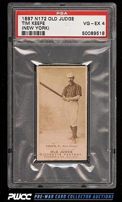 1887 N172 Old Judge Timothy Keefe BAT READY NEARLY VERTICAL PSA 4 VGEX PWCC