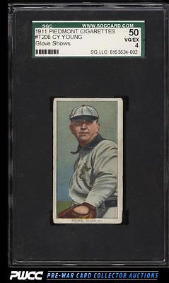 190911 T206 Cy Young CLEVELAND GLOVE SHOWS SGC 450 VGEX PWCC