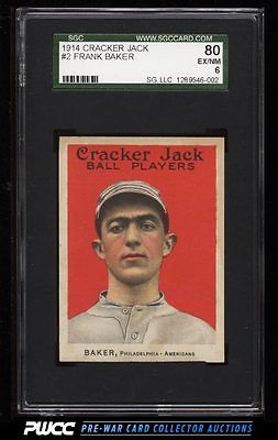 1914 Cracker Jack Frank Home Run Baker 2 SGC 680 EXMT PWCC