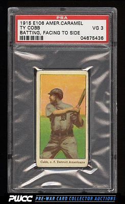 1915 E106 American Caramel Ty Cobb BATTING FACING TO SIDE PSA 3 VG PWCC