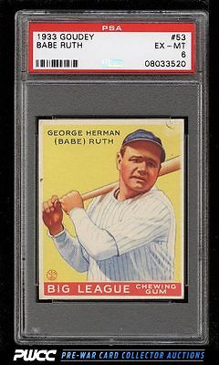 1933 Goudey Babe Ruth 53 PSA 6 EXMT PWCC