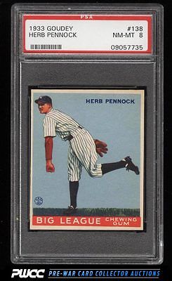 1933 Goudey Herb Pennock 138 PSA 8 NMMT PWCC