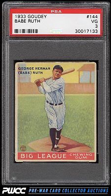 1933 Goudey Babe Ruth 144 PSA 3 VG PWCC