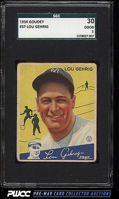 1934 Goudey Lou Gehrig 37 SGC 230 GDPWCC