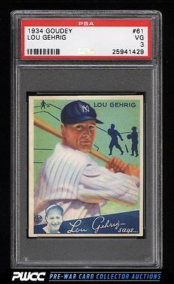 1934 Goudey Lou Gehrig 61 PSA 3 VG PWCC