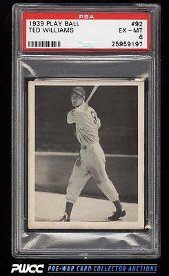 1939 Play Ball Ted Williams ROOKIE RC 92 PSA 6 EXMT PWCC