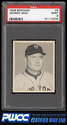 1948 Bowman Johnny Mize 4 PSA 9 MINT PWCCHE