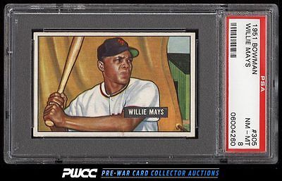 1951 Bowman Willie Mays ROOKIE RC 305 PSA 8 NMMT PWCC